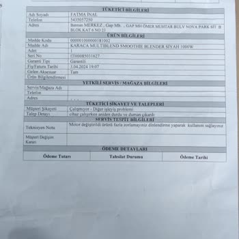 Arızalı Ürün Ve Yetersiz Servis Hizmeti Nedeniyle Mağduriyet