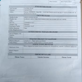 Arızalı Ürün Ve Yetersiz Servis Hizmeti Nedeniyle Mağduriyet