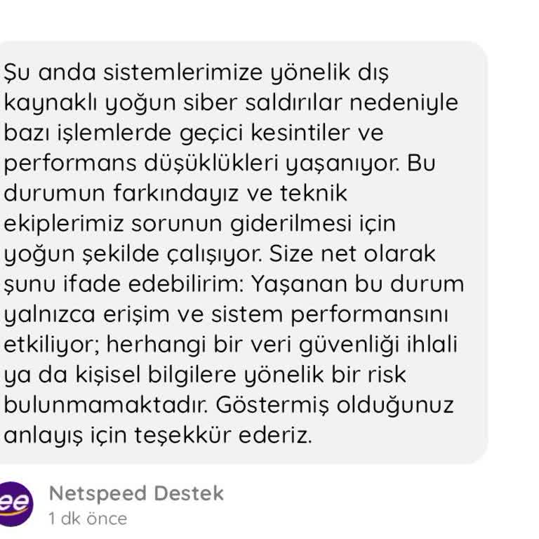 Siber Saldırı Gerekçesiyle İnternet Ve Müşteri Hizmetleri Erişimi Sağlanamıyor