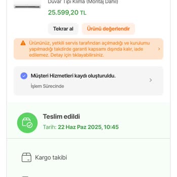 Teslim Edilmeyen Klima Ve İlgisiz Müşteri Hizmeti