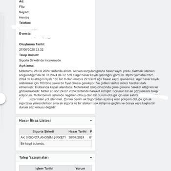 Yamaha MT25'te Satış Sonrası Aniden Ortaya Çıkan Hatalı Hasar Kaydı Ve Çözüm Eksikliği
