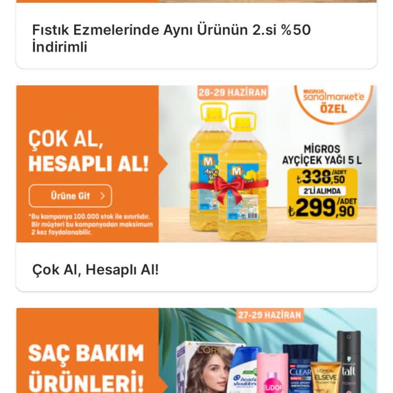 Migros Sıvı Yağ Kampanyasında Sürekli Stok Sorunu Yaşıyorum