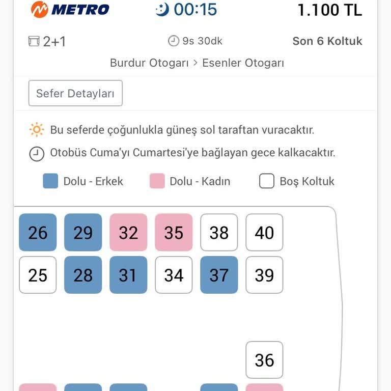 Kadın Yolcuların Yanına Erkek Yolcu Oturtulması Konusunda Kural İhlali