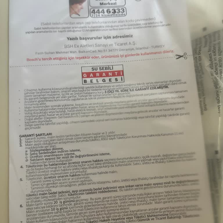 Bosch Yeni Alınan Sebil Kullanımında Geçmeyen Koku Sorunu