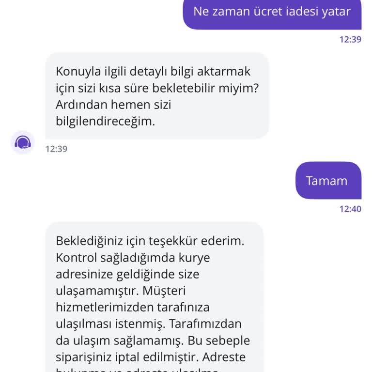Teslim Alınmayan Sipariş İçin Ücret İadesi Sorunu
