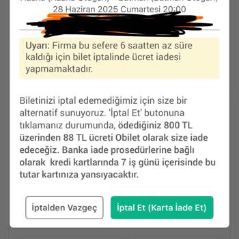 Obilet'ten Bilet İptali Mağduriyeti