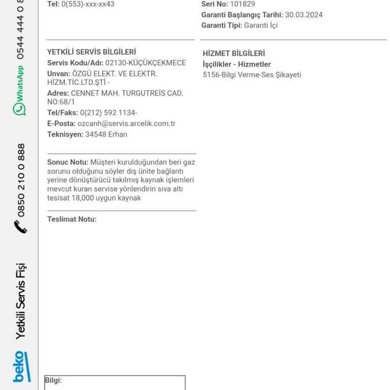 Beko Teknik Servis Ekibinin Sorumsuzluğu Ve Çözüm Üretmemesi
