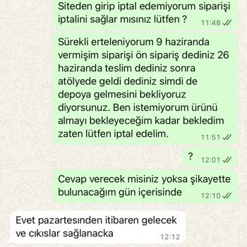 Siparişim Sürekli Erteleniyor Çalışanlar Bilgisiz Ve Çözüm Sunmuyor