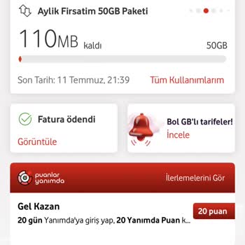 Kalan İnternetime Rağmen Otomatik Ek Paket Ve Yüksek Fatura Şikayeti