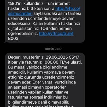 Vodafone Yanlış Pakete Geçiş ve Yüksek Fatura Mağduriyeti