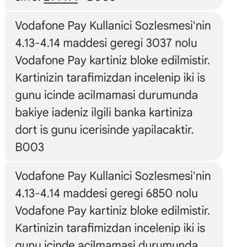 Vodafone Pay Kartım Yasal Harcamalar Sonrası Haksız Yere Bloke Edildi