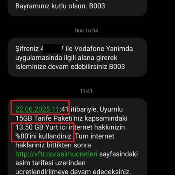 Vodafone Hediye İnternet Kullanılamadı, Tarifemden Düşüş Oldu