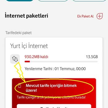 Vodafone Hediye İnternet Kullanılamadı, Tarifemden Düşüş Oldu