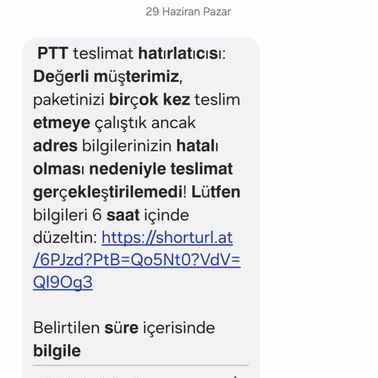 PTT Kargo Adıyla Gelen Şüpheli Mesaj Ve Açılmayan Link Endişesi