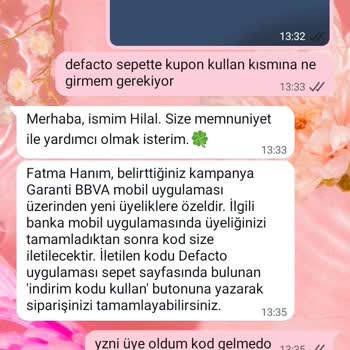 DeFacto Garanti BBVA Kampanya Kodu Hala Gönderilmedi