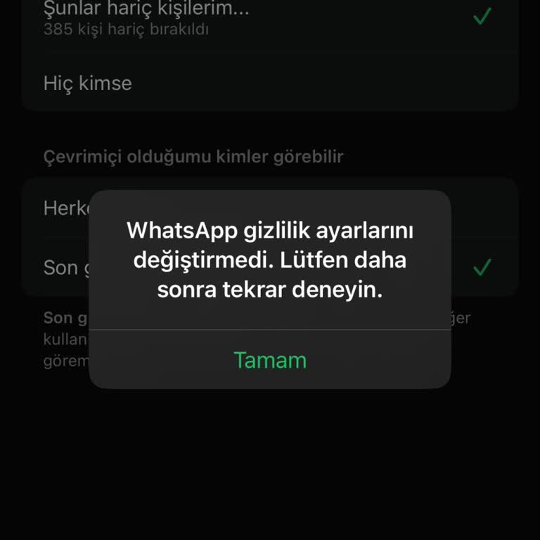 WhatsApp Gizlilik Ayarları Güncellenmiyor, Çözüm Bekliyorum