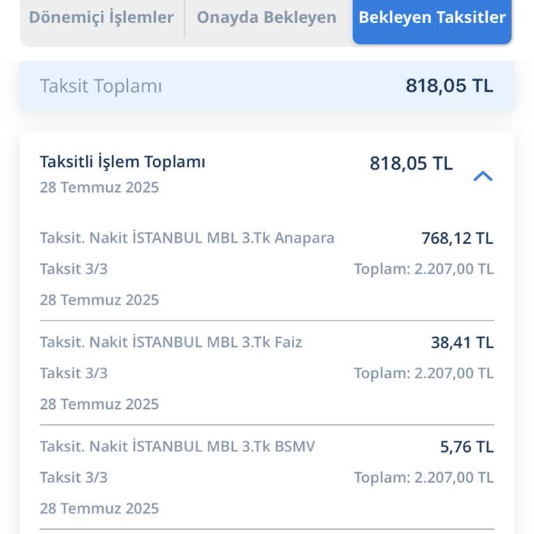 Kapatılan Borca Rağmen Beklenmedik Taksit Tutarı