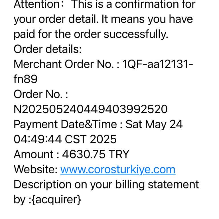 Coros Türkiye Paramı Aldı Mesajlara Cevap Vermiyor