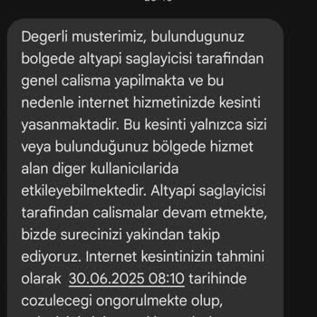 Abonelik Başlangıcında Yaşanan Uzun Süreli İnternet Arızası Ve Memnuniyetsizlik