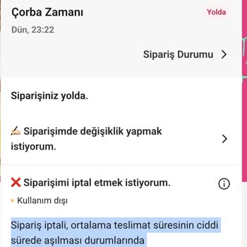 Yemeksepeti Siparişim Saatlerce Teslim Edilmedi İptal Edemiyorum