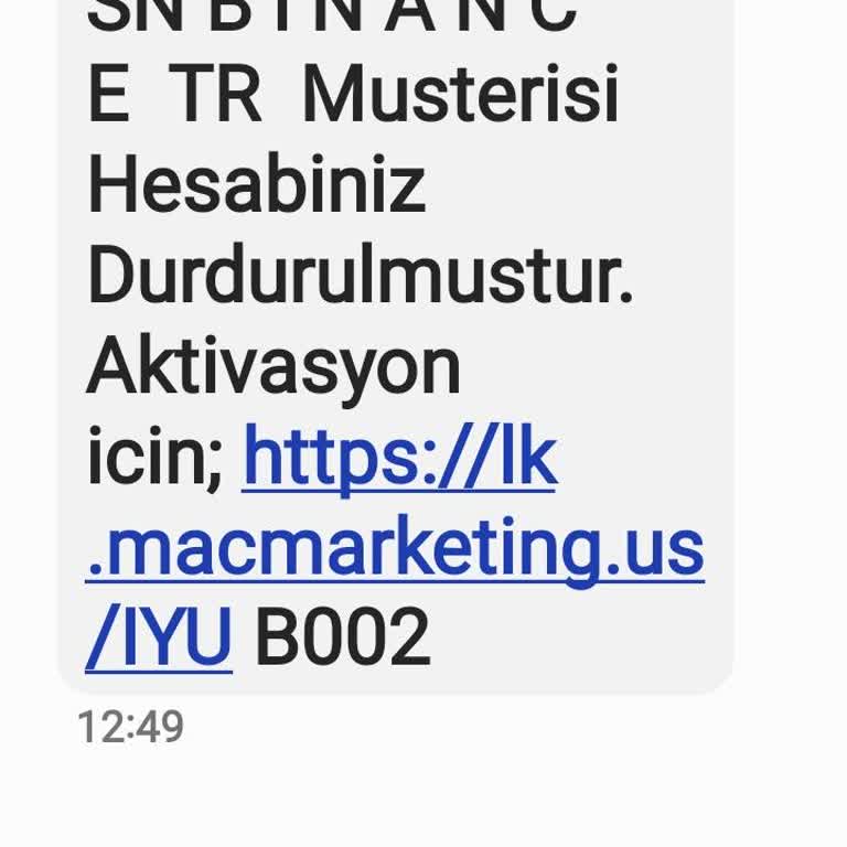 TESİSİZMİR2 Bilgim Dışı SMS Gelmesi