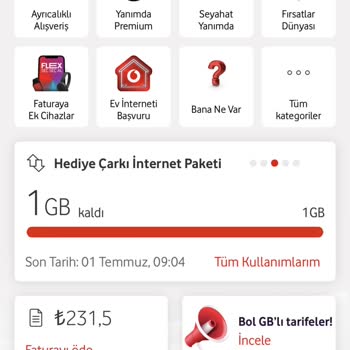 Vodafone Çark Hediyesi GB Yerine Kendi İnternetimden Düşüyor