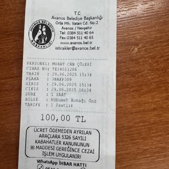 Avanos Belediye Otopark Ücretleri Makul Değil
