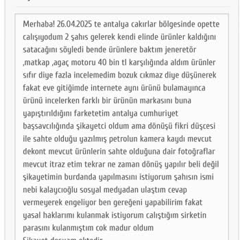 Aldığım Jeneratör Beklediğim Marka Çıkmadı Ve Satıcı Ürünü Kaldırdı