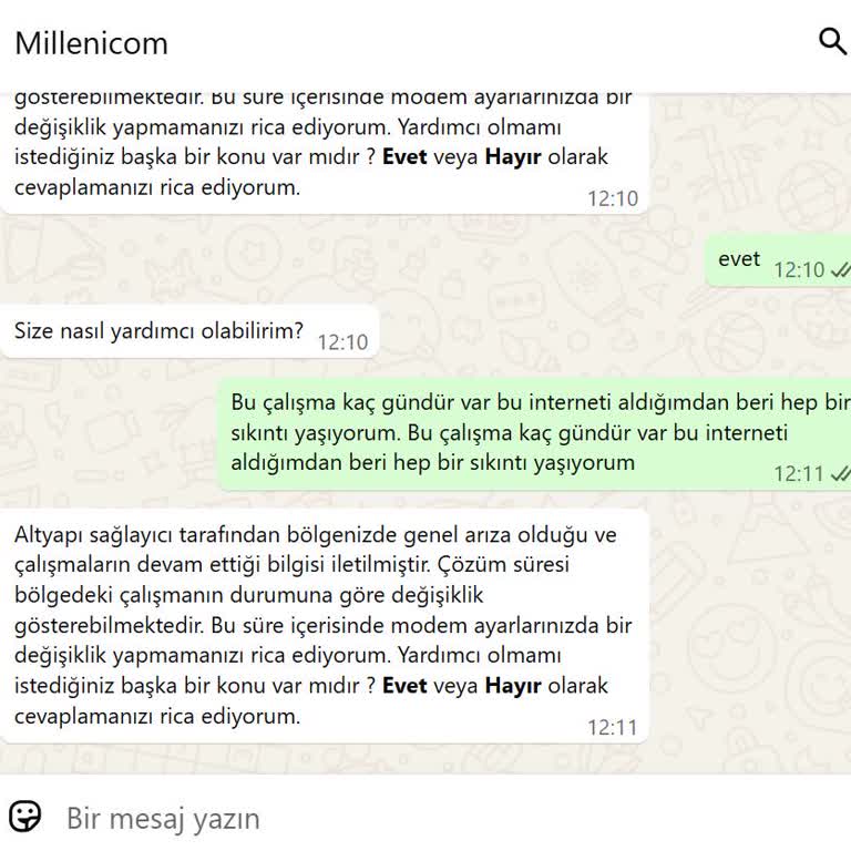 Sürekli İnternet Kesintisi Ve Otomatik Mesajlarla Çözümsüzlük