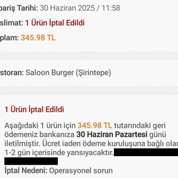 Sipariş İptal Edildi Para İadesi Gecikti Bilgilendirme Yapılmadı