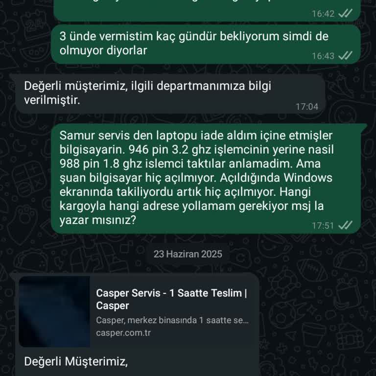 Casper Servisinde Anakart Değişimi Sonrası Laptopum Tamamen Bozuldu