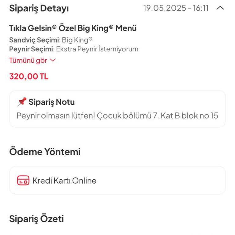 Burger King Siparişim Teslim Edilmedi, İade Yapılmadı