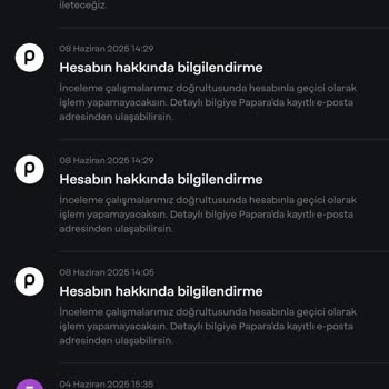 Papara Hesabımın Uzun Süredir İncelenmesi Ve Çözüm Sunulmaması