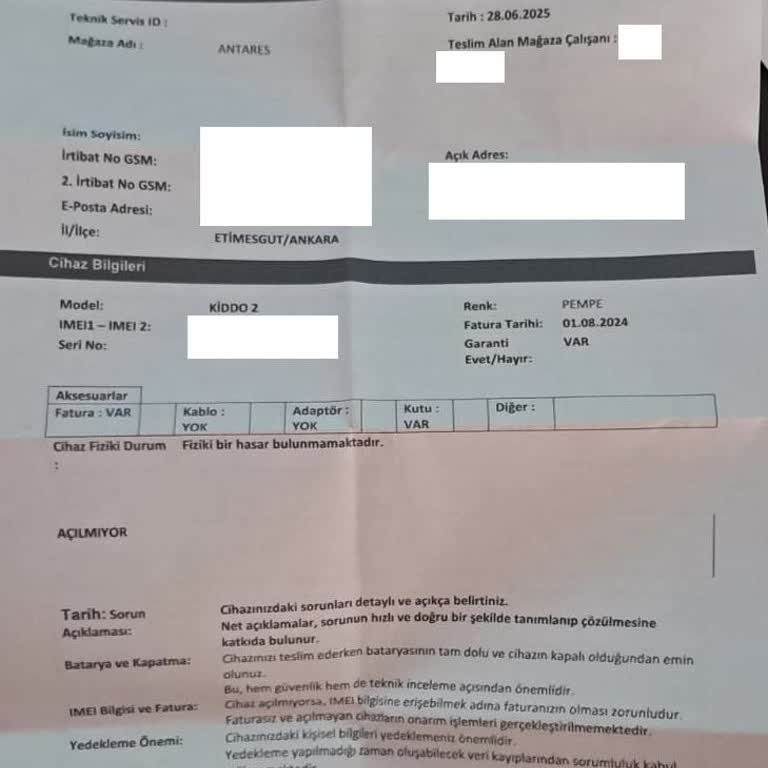 Reeder Kiddo 2 Akıllı Saatte Tekrarlayan Arızalar Ve Yetersiz Garanti Hizmeti