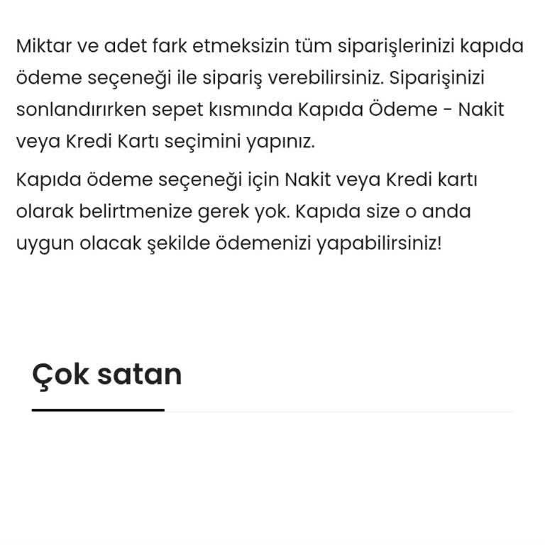 Kapıda Kredi Kartı Ödeme Seçeneği Sunulmadı