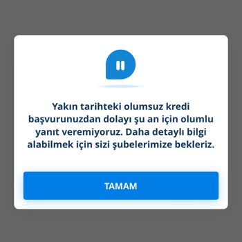 Kredi Başvurusu Hatası Nedeniyle İşlem Yapamıyorum