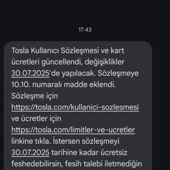 Hiçbir Alakam Olmayan Tosla'dan Gelen Sözleşme Mesajı Ve İletişim Sorunu