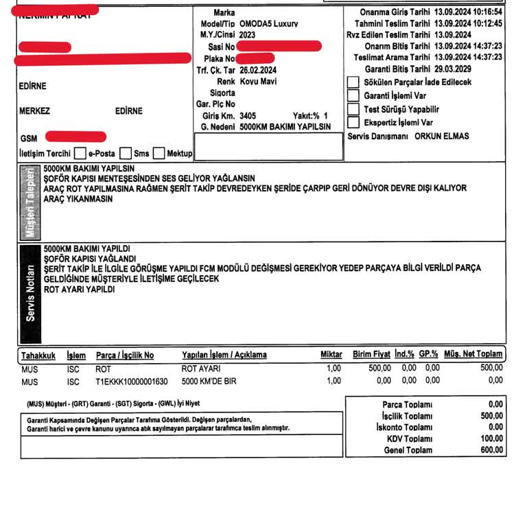 Sıfır Araçta On Aydır Çözülemeyen Parça Sorunu Ve Belirsiz Servis Süreci