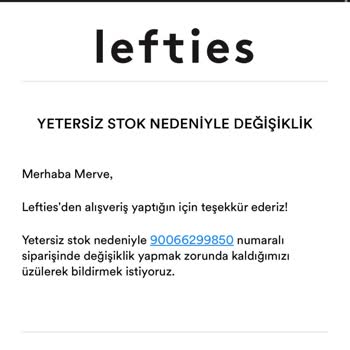 Lefties Siparişim Teslim Edilmedi Para İadesi Yapılmıyor Mağdur Ediliyorum