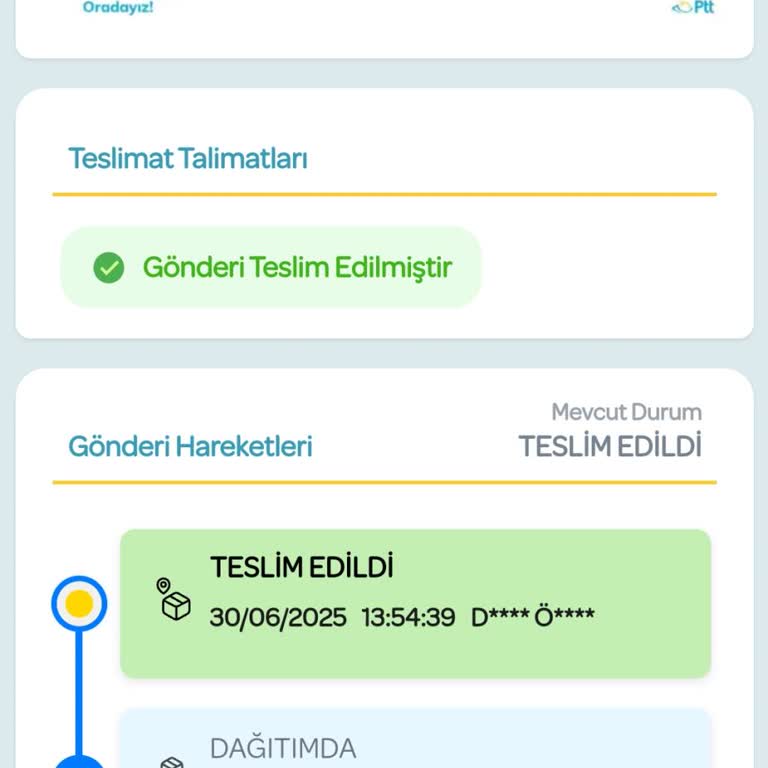 PTT Kargo Teslim Edilmeden Teslim Edildi Olarak Görünüyor