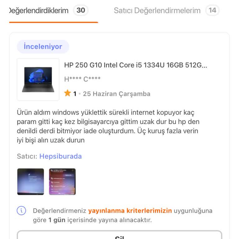 İade Sürecinde Gecikme Ve Yorum Onayında Sorun