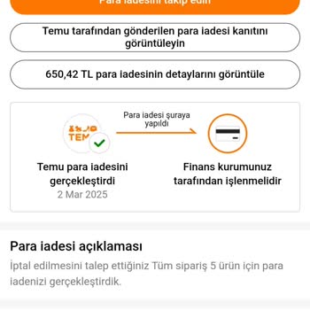 Temu Sipariş İptali Sonrası Para İadesi Yapılmadı