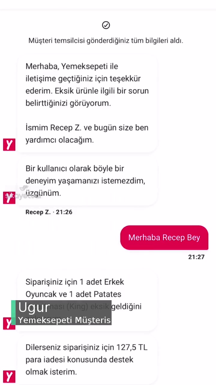 Yemeksepeti Eksik Teslimat Ve Müşteri Hizmetlerinin Yetersizliği! videonun kapak resmi