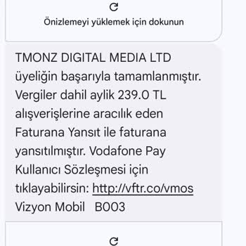 Tmonz Digital Media Üyelik Ücreti Faturama İzinsiz Yansıtıldı
