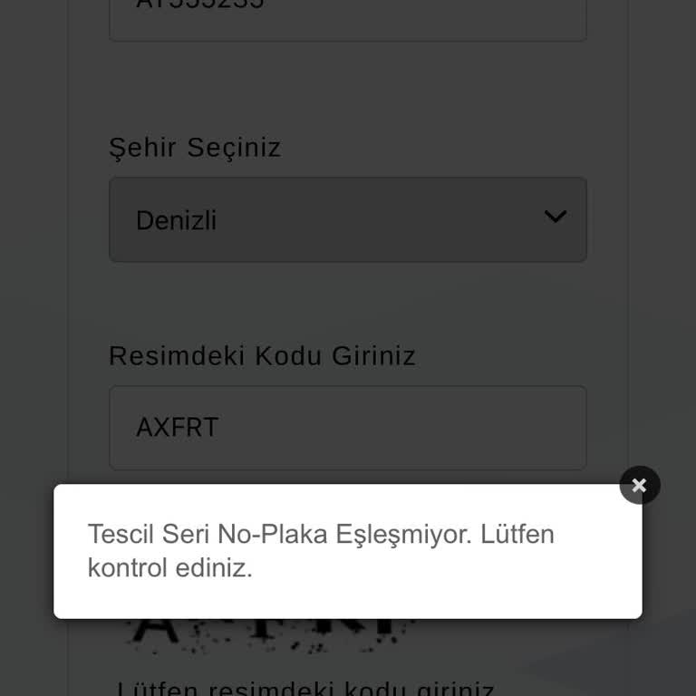 Tüvtürk Randevu Sisteminde Tescil Seri No Plaka Hatası Mağduriyeti