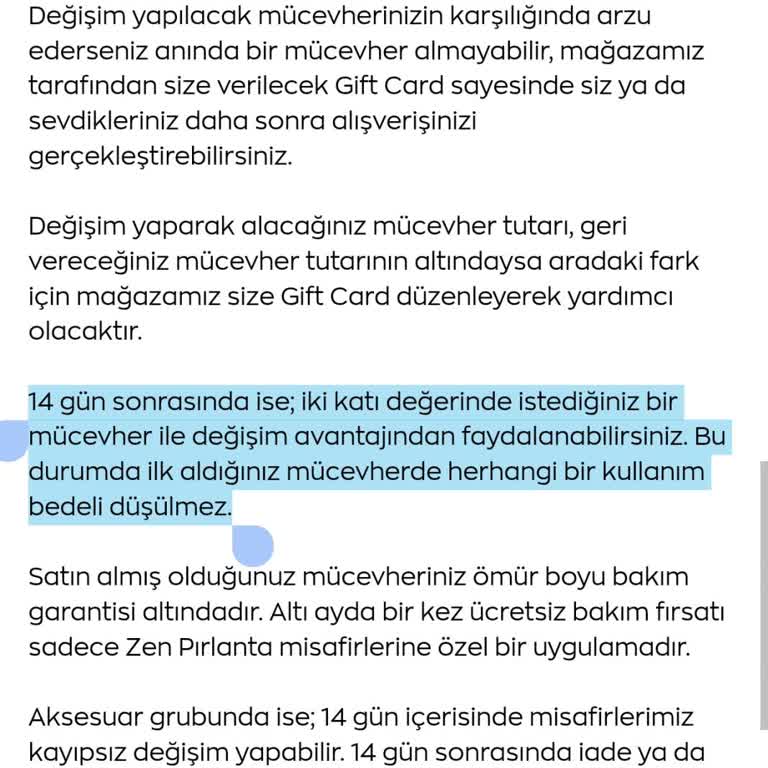 Zen Pırlanta'da 2 Katı Değişim Hakkı Süre Kısıtlaması Sorunu