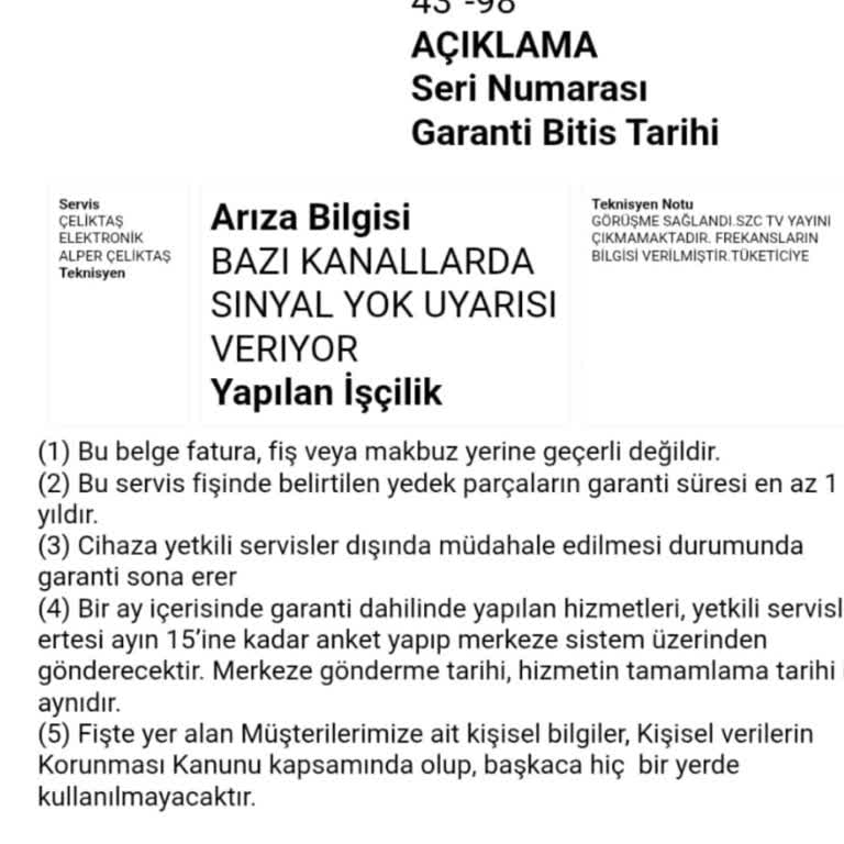 Garanti Süresi Devam Eden TLC TV'den Ücretli Servis Ve Kanal Sorunu