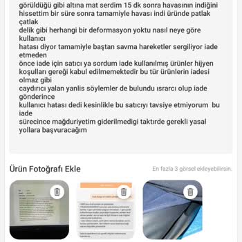 Kamp Yatağı Havası Hemen İndi, İade Kabul Edilmedi