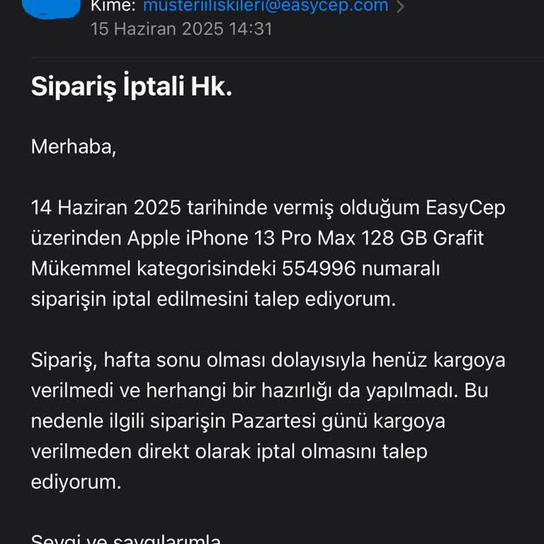 İptal Edilen Siparişimde Para İadesi Hâlâ Yapılmadı