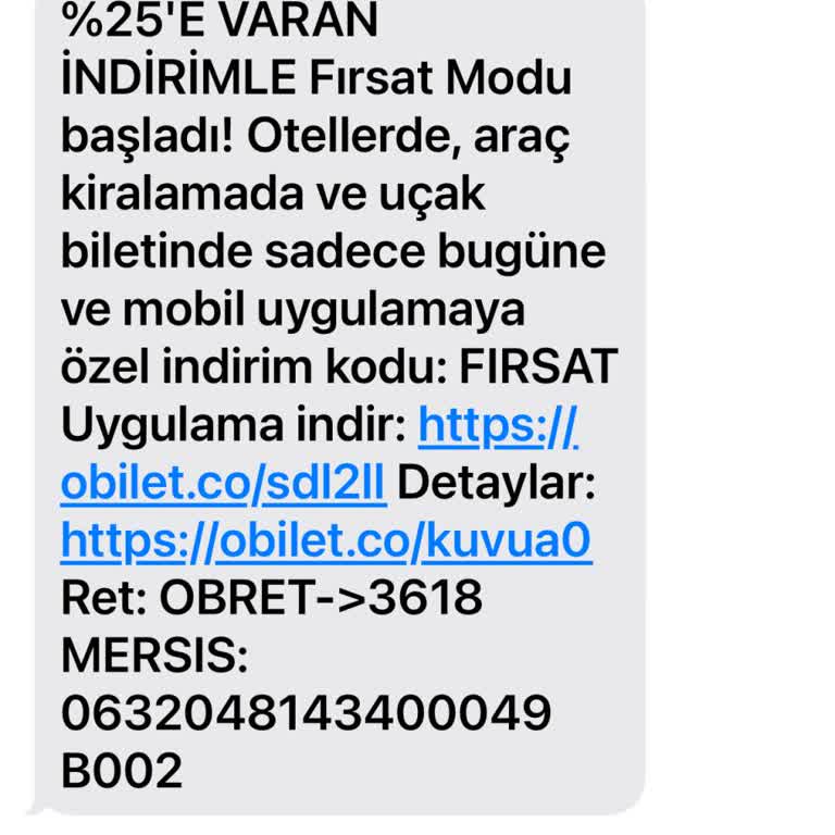 Obilet'ten Gelen Israrlı Mesajlar Nedeniyle Rahatsızlık